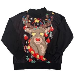 NWOT Size S Reindeer Graphic Long Sleeve Ugly Christmas Sweatshirt Holiday
